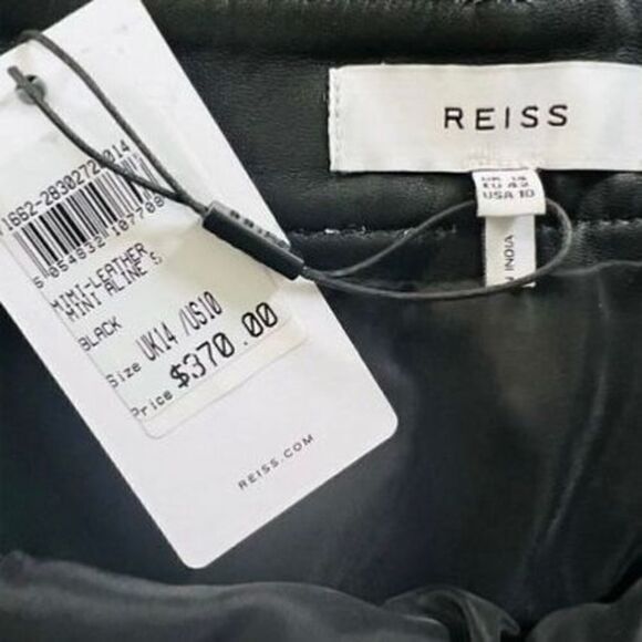 Reiss Mimi Paneled Leather Mini Skirt, Black, Size 10, Designer Luxury, NWT - Picture 11 of 12